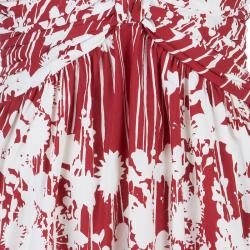 Pre Owned Moschino Red & White Print Knee Length Dress M