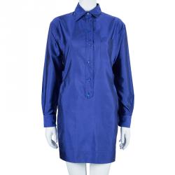 Pre Owned فستان موسكينو أزرق ملكي بأكمام طويلة S