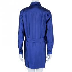 Pre Owned فستان موسكينو أزرق ملكي بأكمام طويلة S