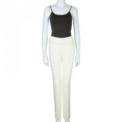 Pre Owned Moschino Cream Flare Pants S
