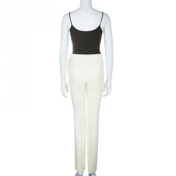 Pre Owned Moschino Cream Flare Pants S