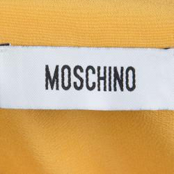 Moschino Yellow Ruffle Detail Long Sleeve Silk Blouse L