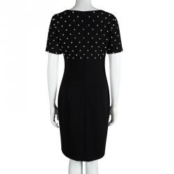 Pre Owned Moschino Couture Black Crystal Embellished Short Sleeve Dress M