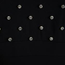 Pre Owned Moschino Couture Black Crystal Embellished Short Sleeve Dress M
