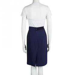 Pre Owned Moschino Couture Navy Blue Pencil Skirt L