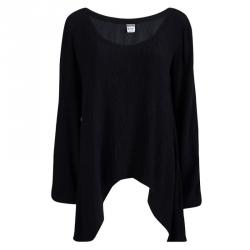 Pre Owned Moschino Couture Black Crinkled Silk Long Sleeve Top M