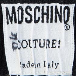 Pre Owned Moschino Couture Black Crinkled Silk Long Sleeve Top M