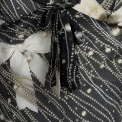 Pre Owned Moschino Printed Silk Bow Detail Lace Trim Sheer Camisole M