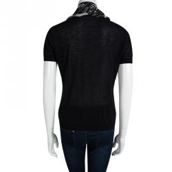 Pre Owned Moschino Black Tie Collar Detail Short Sleeve Cropped Cardigan L