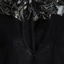 Pre Owned Moschino Black Tie Collar Detail Short Sleeve Cropped Cardigan L