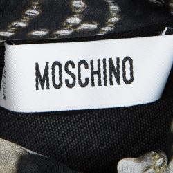 Pre Owned Moschino Black Tie Collar Detail Short Sleeve Cropped Cardigan L