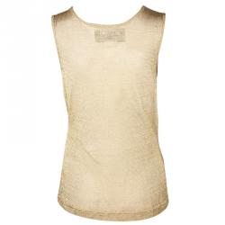 Pre Owned Moschino Couture Gold Mesh Sleeveless Top L