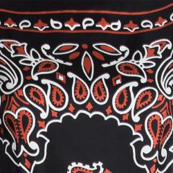 Pre Owned Moschino Couture Black Paisley Printed Silk Draped Dress S