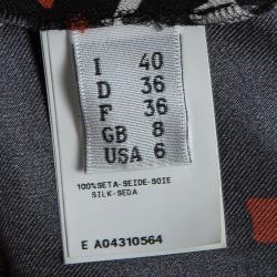 Pre Owned Moschino Couture Black Paisley Printed Silk Draped Dress S