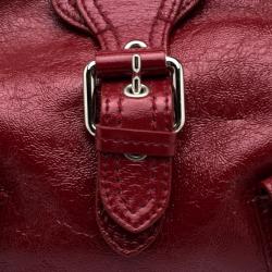 Pre Owned Moschino Red Patent Leather Double Pocket Hobo