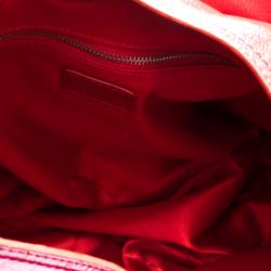 Pre Owned Moschino Red Patent Leather Double Pocket Hobo