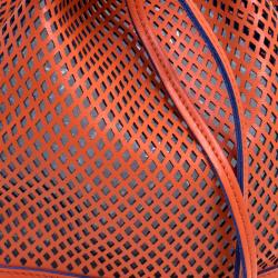 Pre Owned Moschino Orange Perforated Leather Drawstring Bucket Hobo