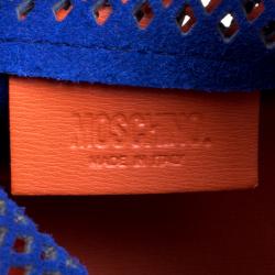 Pre Owned Moschino Orange Perforated Leather Drawstring Bucket Hobo