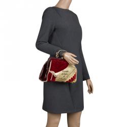 Pre Owned Moschino Multicolor Patent Leather/Leather and Velvet Lascala Del Teatro Di Moschino Bag