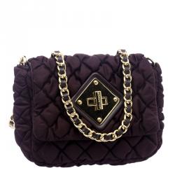 Pre Owned Moschino Dark Burgundy Nylon Crossbody Bag
