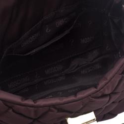 Pre Owned Moschino Dark Burgundy Nylon Crossbody Bag