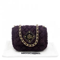 Pre Owned Moschino Dark Burgundy Nylon Crossbody Bag