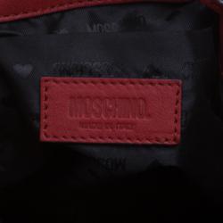  Moschino Red Leather Bucket Drawstring Hobo