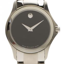Pre Owned Movado Black Stainless Steel Museum 84 E4 1849 Women's Wristwatch 28MM