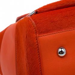 Pre Owned Mulberry Orange Calfhair Stripe and Leather Willow Tote