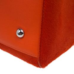 Pre Owned Mulberry Orange Calfhair Stripe and Leather Willow Tote