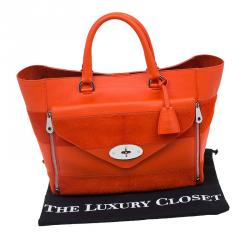 Pre Owned Mulberry Orange Calfhair Stripe and Leather Willow Tote