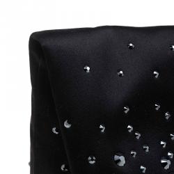 Pre Owned Mulberry Black Satin Embellished Clemmie Clutch