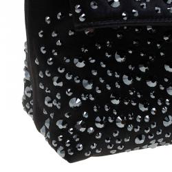 Pre Owned Mulberry Black Satin Embellished Clemmie Clutch