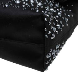 Pre Owned Mulberry Black Satin Embellished Clemmie Clutch