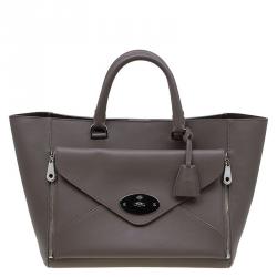 Pre Owned Mulberry Taupe Leather Willow Tote