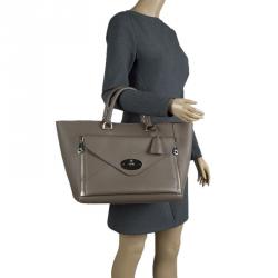 Pre Owned Mulberry Taupe Leather Willow Tote
