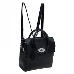 Pre Owned Mulberry Black Leather Mini Cara Delevingne Backpack Tote