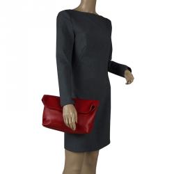 Mulberry Red Grained Leather Tessie Clutch