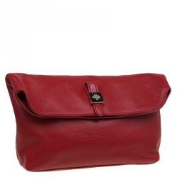 Mulberry Red Grained Leather Tessie Clutch