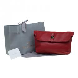 Mulberry Red Grained Leather Tessie Clutch