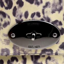 Pre Owned Mulberry Grey/Cream Leopard Print Patent Leather Bayswater Shoulder Bag