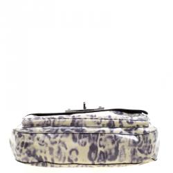 Pre Owned Mulberry Grey/Cream Leopard Print Patent Leather Bayswater Shoulder Bag