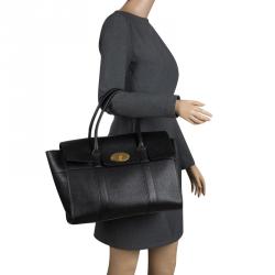 Pre Owned Mulberry Black Grained Leather Bayswater Tote