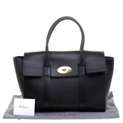 Pre Owned Mulberry Black Grained Leather Bayswater Tote