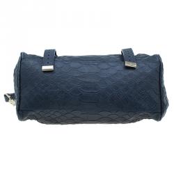 Pre Owned Mulberry Blue Pebbled Snake Print Alexa Shoulder Bag