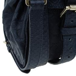 Pre Owned Mulberry Blue Pebbled Snake Print Alexa Shoulder Bag