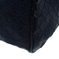 Pre Owned Mulberry Blue Pebbled Snake Print Alexa Shoulder Bag