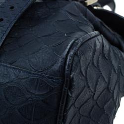 Pre Owned Mulberry Blue Pebbled Snake Print Alexa Shoulder Bag