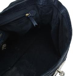 Pre Owned Mulberry Blue Pebbled Snake Print Alexa Shoulder Bag