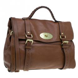 Pre Owned Mulberry Brown Soft Buffalo Leather Oversized Alexa Satchel Bag
